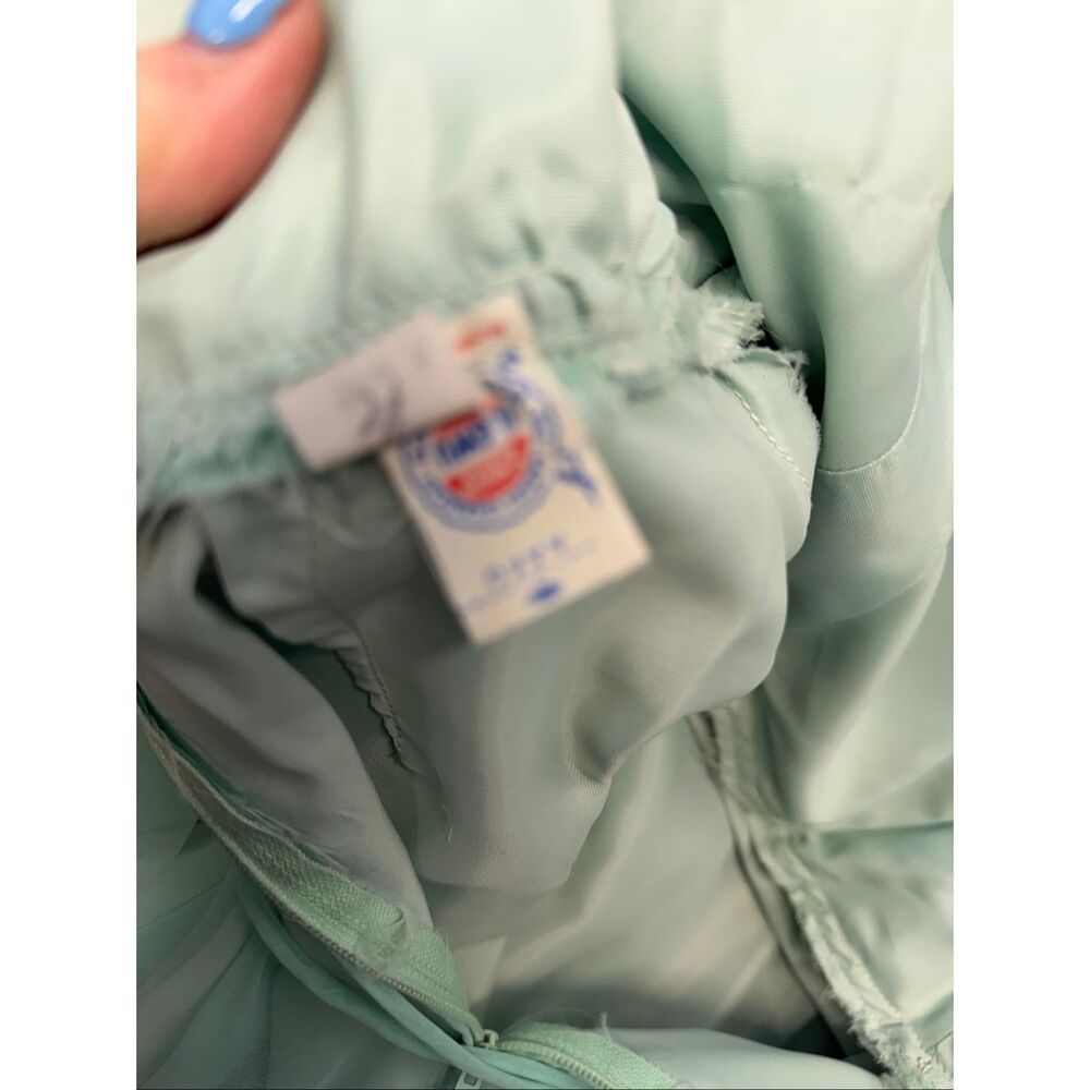 Vintage 70’s Sea Foam Green Blue Overlay Chiffon Goddess Gown Women’s Size XS Ma - Picture 9 of 14